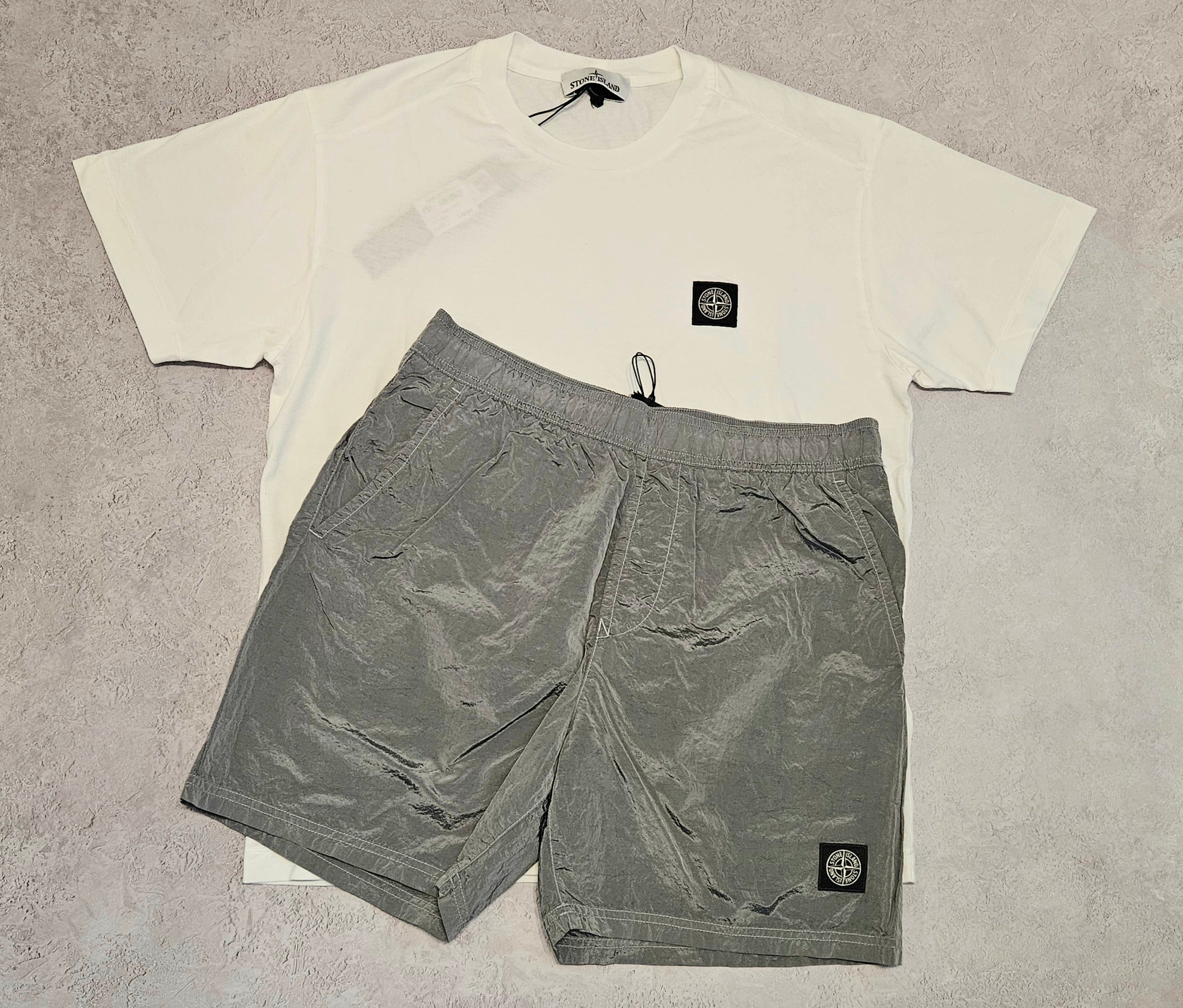 Stone Island Shorts Set White/Off Grey