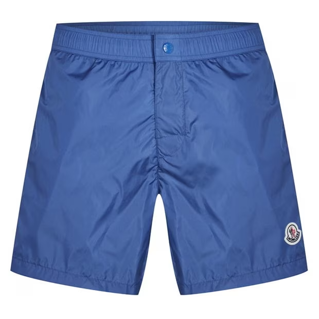 Moncler Logo Swim Shorts Light Blue