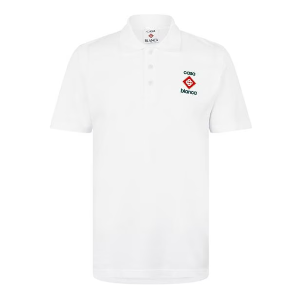 Casablanca Logo Piqué Polo Shirt White