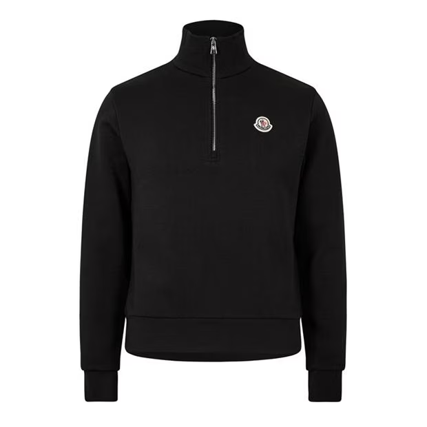 Moncler Logo Half Zip Sweatshirt Black