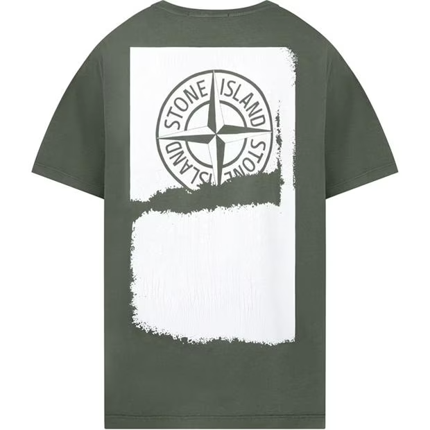 Stone Island Paint Print T Shirt Olive