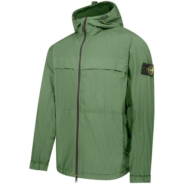 Stone Island Crinkle Rep Hooded Jacket Green