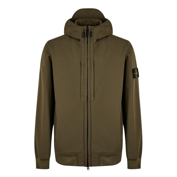 Stone Island Hooded Soft Shell Jacket Olive