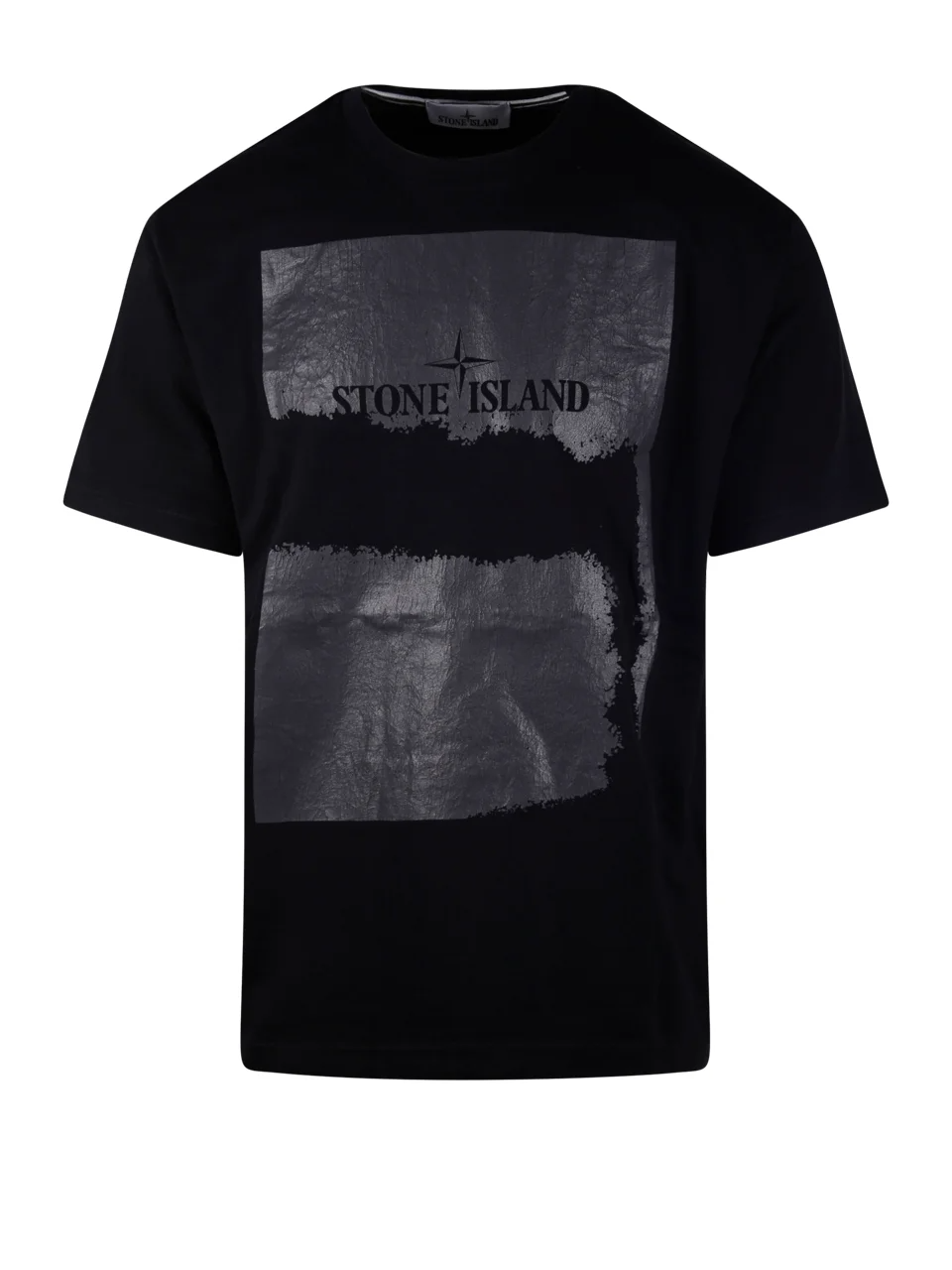 Stone Island Cracked Print T Shirt Black