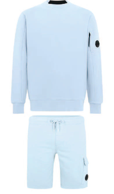 CP Company Lens Jumper Shorts Set Sky