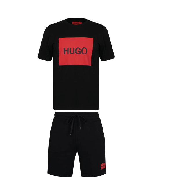 Hugo Block Logo Shorts Set Black