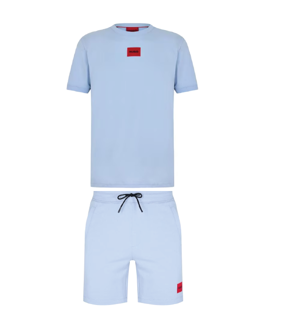 Hugo Logo Shorts Set Pastel Blue