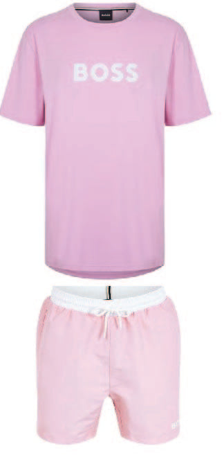 Hugo Boss Logo Shorts Set Pink