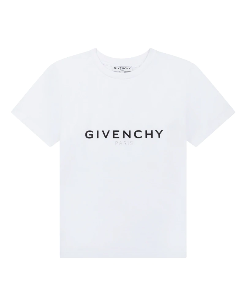 Kids Givenchy Paris Reverse Logo T Shirt White