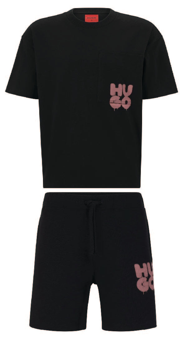 Hugo Dampato Logo Shorts Set Black