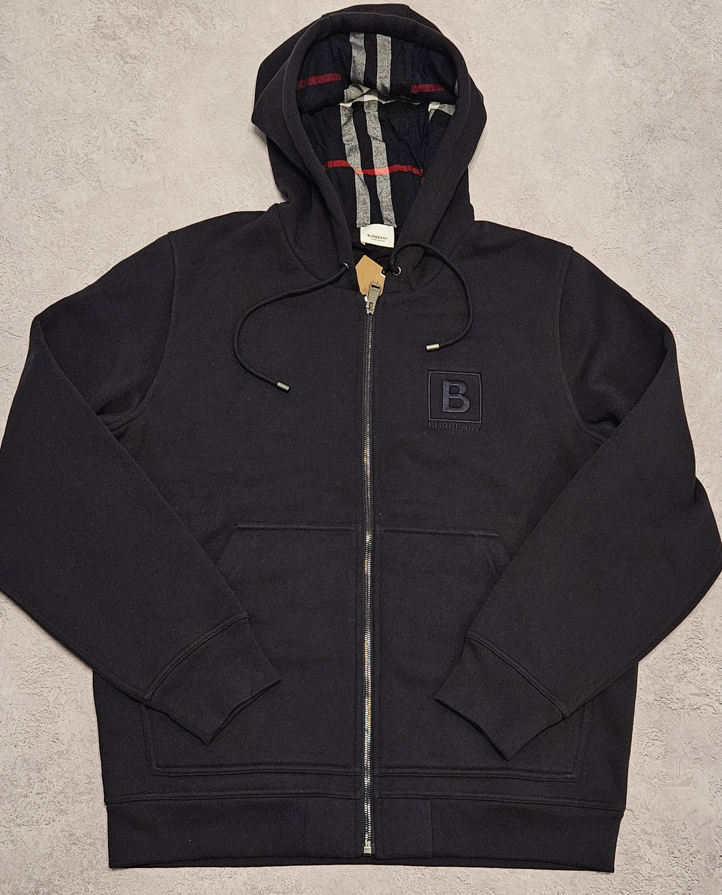 Burberry Check Zip Hoodie Navy