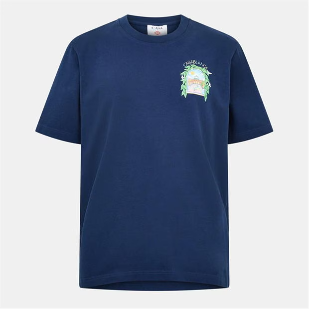 Casablanca Larche Tennis T Shirt Navy