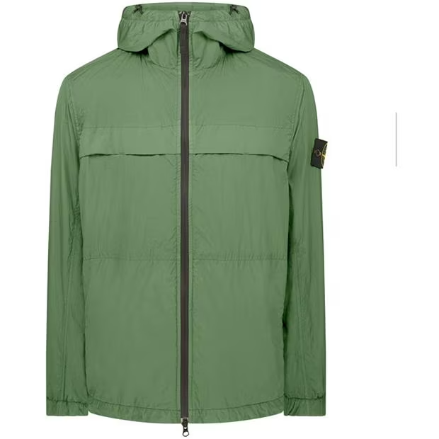 Stone Island Crinkle Rep Hooded Jacket Green