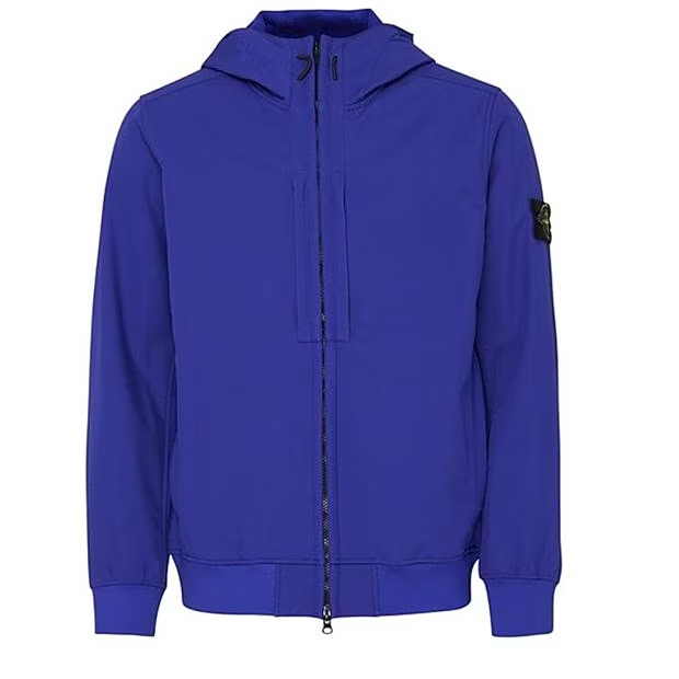 Stone Island Hooded Soft Shell Jacket Bluette