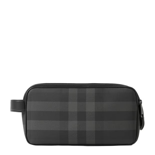 Burberry Check Wash Bag Charcoal