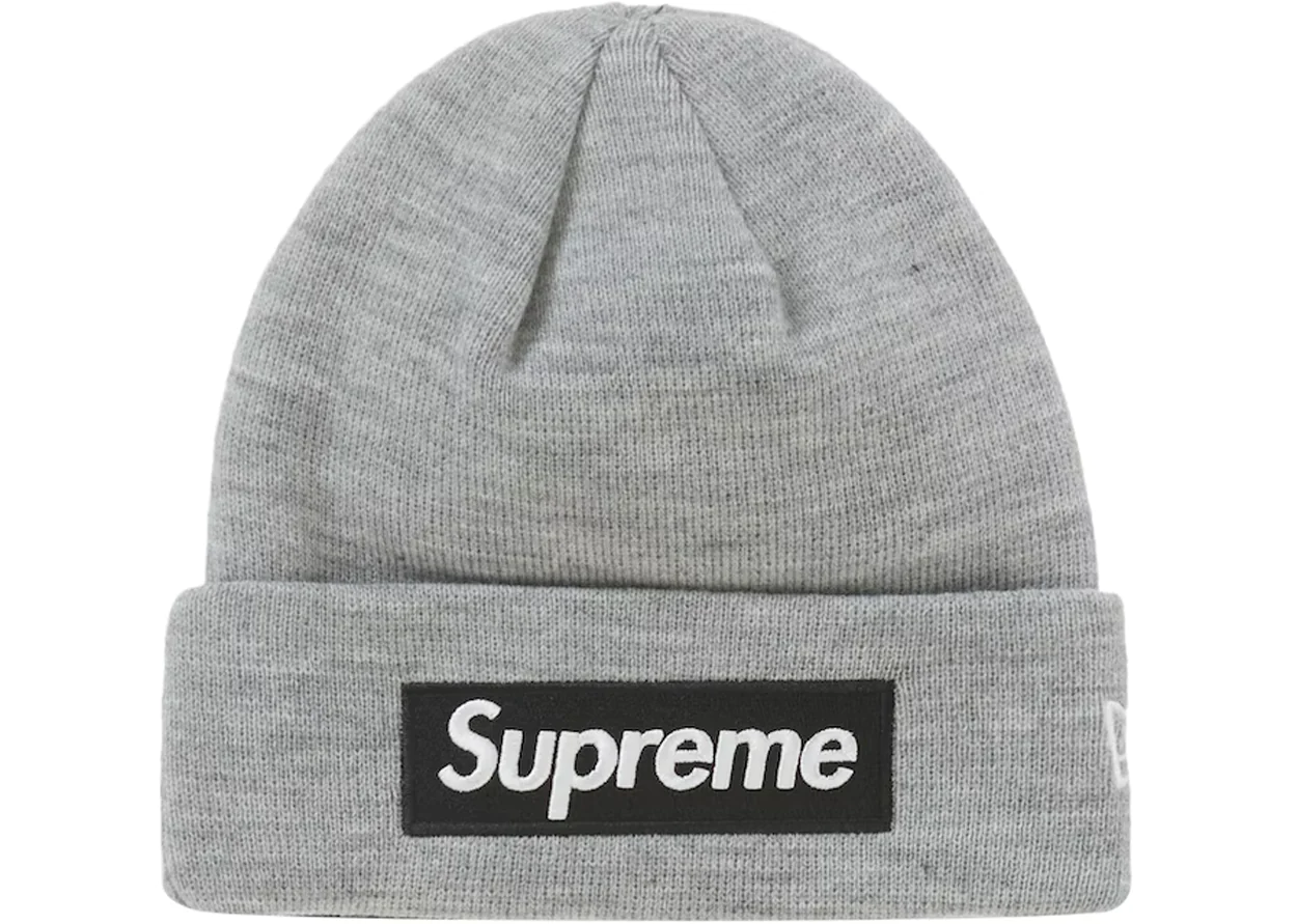 Supreme Box Logo Beanie Wool Hat Grey