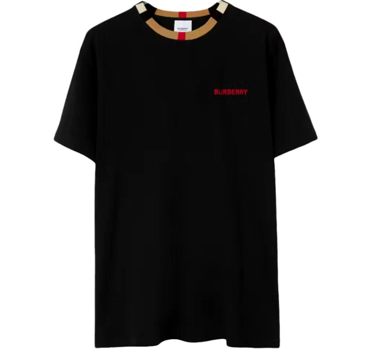 Burberry Check Logo T Shirt Black