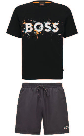 Hugo Boss Paint Shorts Set Black