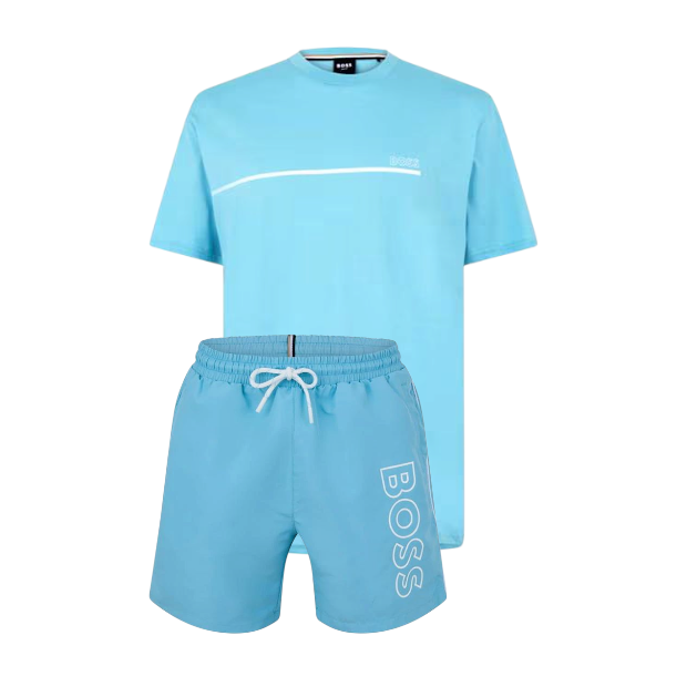 Hugo Boss Storm Shorts Set Aqua Blue