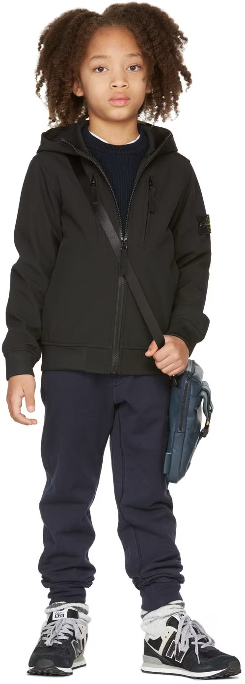 Kids Stone Island Soft Shell Jacket Black