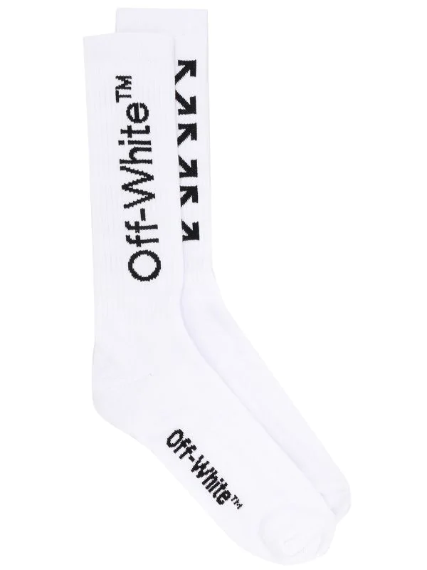 Off White Logo Socks White