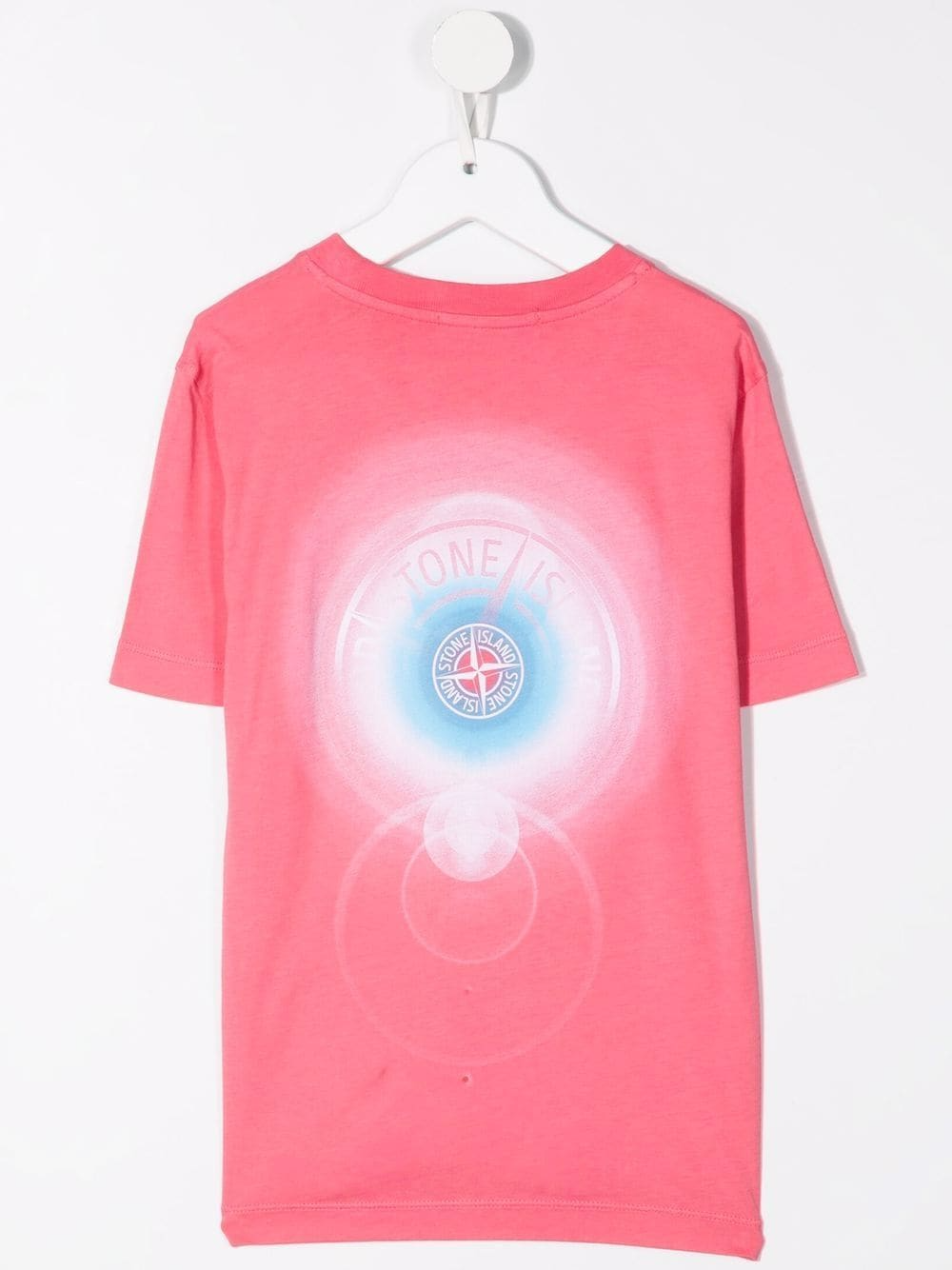 Stone Island Boys Logo Print T Shirt Pink
