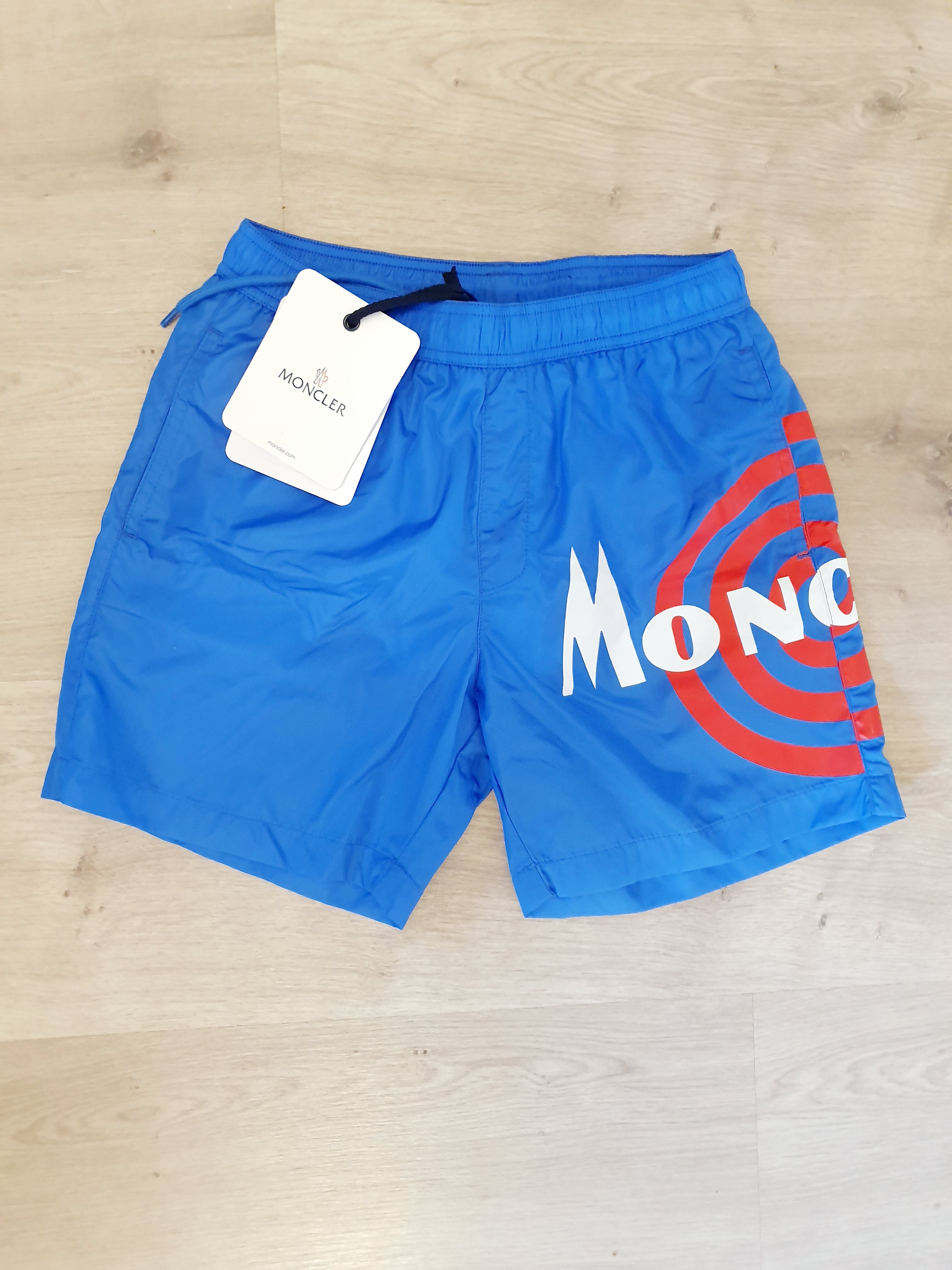 Kids Moncler Logo Swim Shorts Light Blue