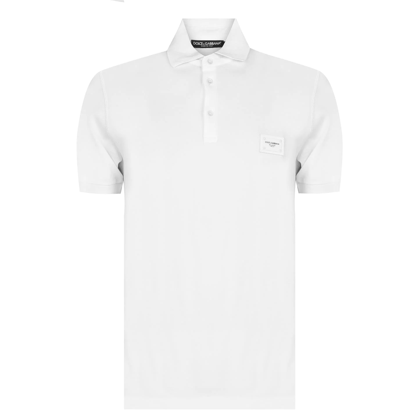 Dolce & Gabbana Plaque Polo T Shirt White