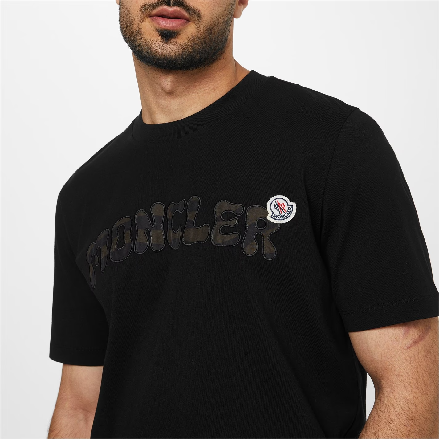 Moncler Camo Text T-Shirt Black