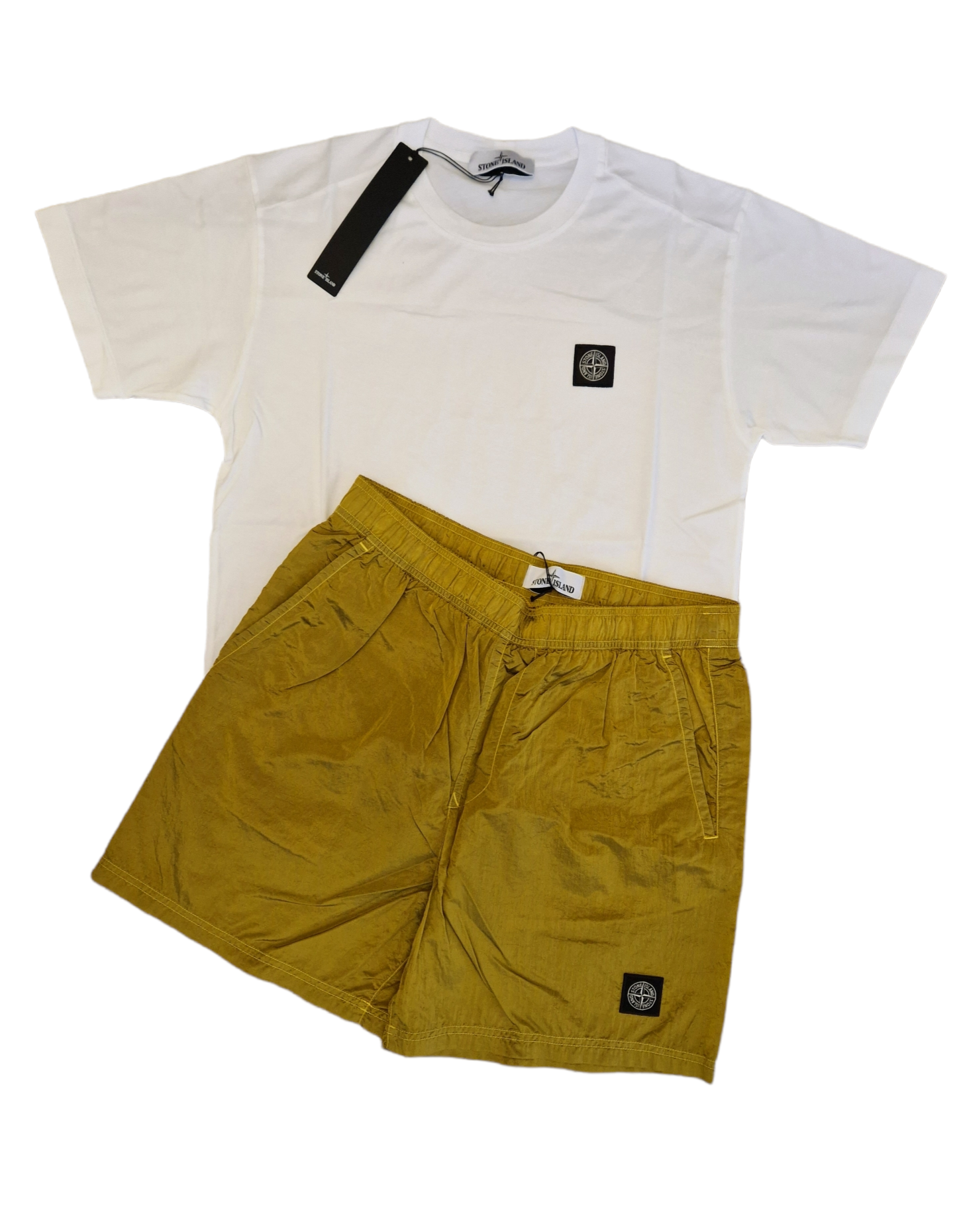 Stone Island Shorts Set White/Yellow