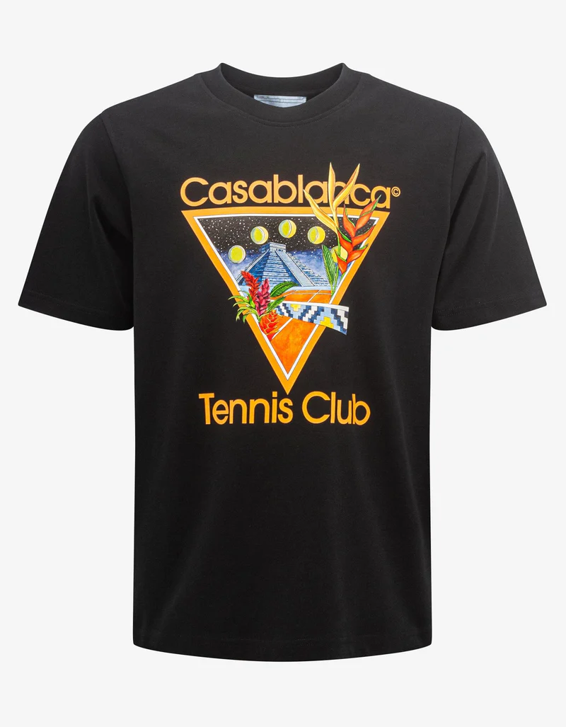 Casablanca Tennis Club T Shirt Black