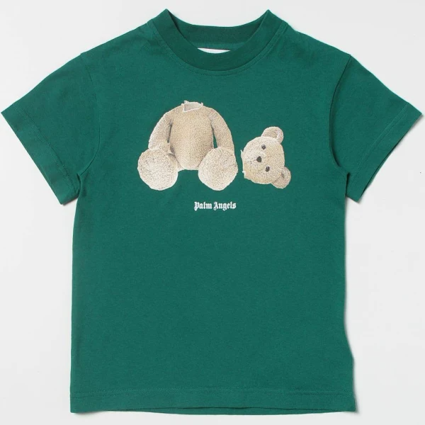 Kids Palm Angels Teddy Bear T Shirt Green