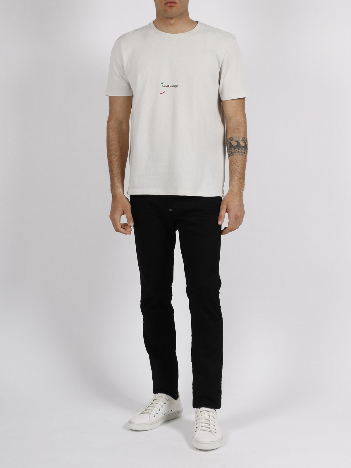 Saint laurent Paint Logo T Shirt Off White