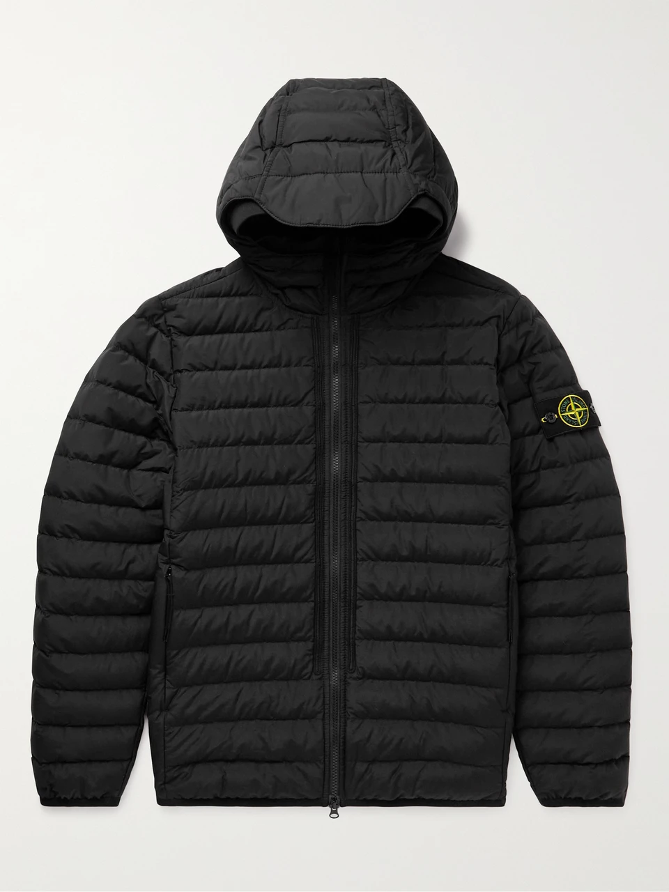 Stone Island Quilted Hooded Jacket Black